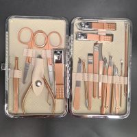 Set uñas premium con estuche metalizado Oro rosa