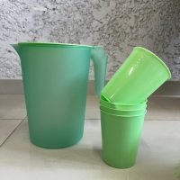 Set Jarra Y 4 Vasos 1.5 Litros (Naranja,Azul,Verde)