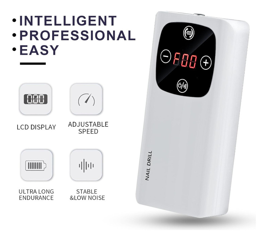 Torno Y Lámpara Para Uñas Portátil 45000 Rpm Kit Completo Blanco - Imagen 6